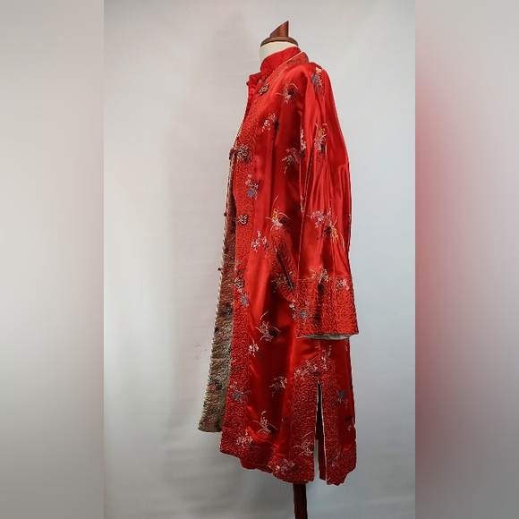 Authentic Vtg Asian Silk 2 Piece Robe & Dress - Picture 8 of 9